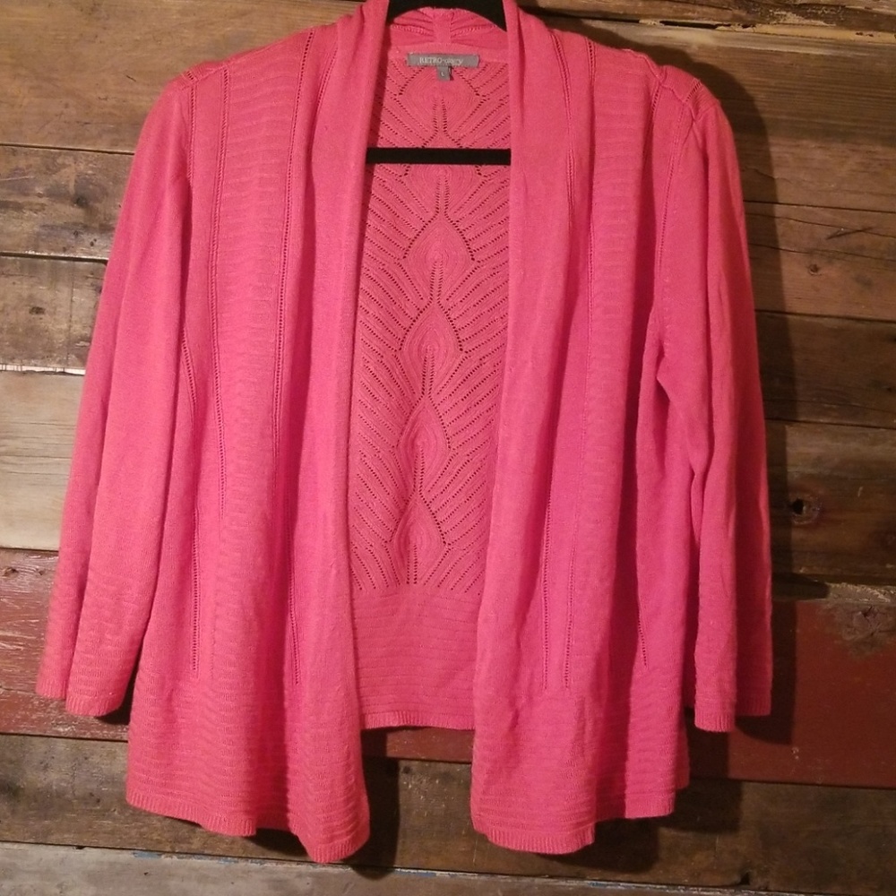 orange knit cardigan